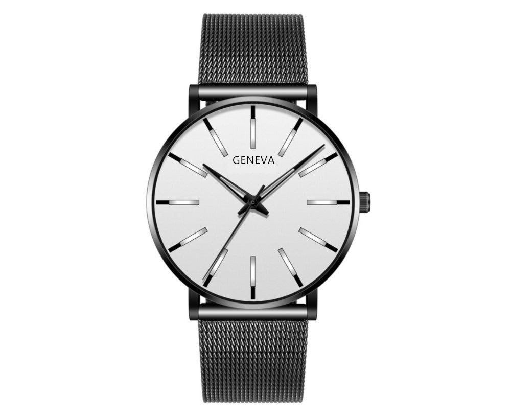 Business-Quarzuhr mit Edelstahl-Mesh-Band