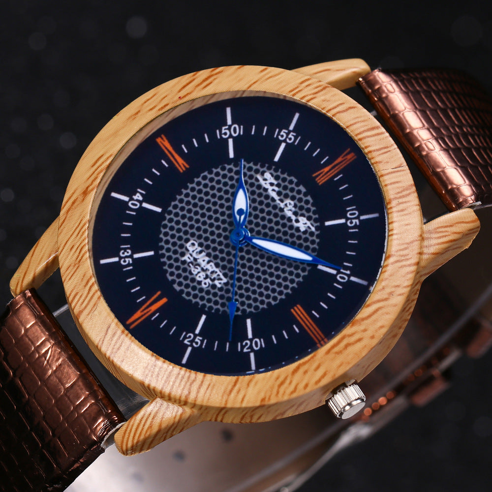 Leder-Holz-Uhr