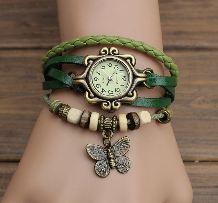 Armbanduhr mit Aufzug aus Rindsleder