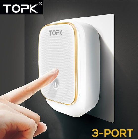 3-Port-Telefonladegerät mit dimmbarem Nachtlicht