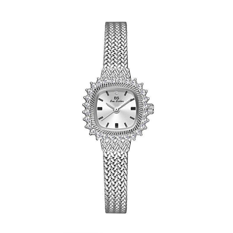 Retro Lucky Kleine Quadratische Weizen Mini Uhr