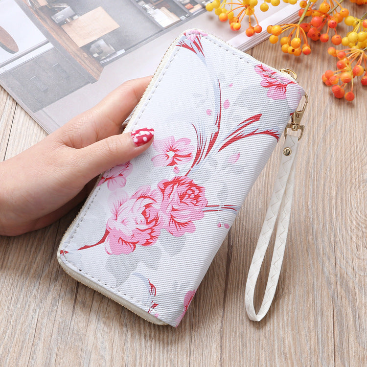 Lange Geldbörse für Damen mit Aufdruck und Single-Pull-Handytasche
