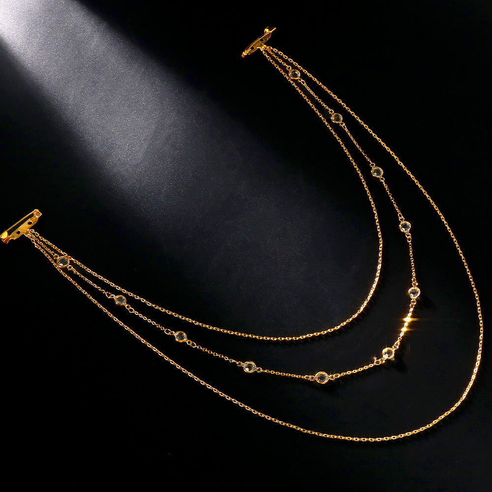 Mehrschichtige rückenfreie Rückenkette mit Diamanten besetzte, einfache Körperketten für Damen