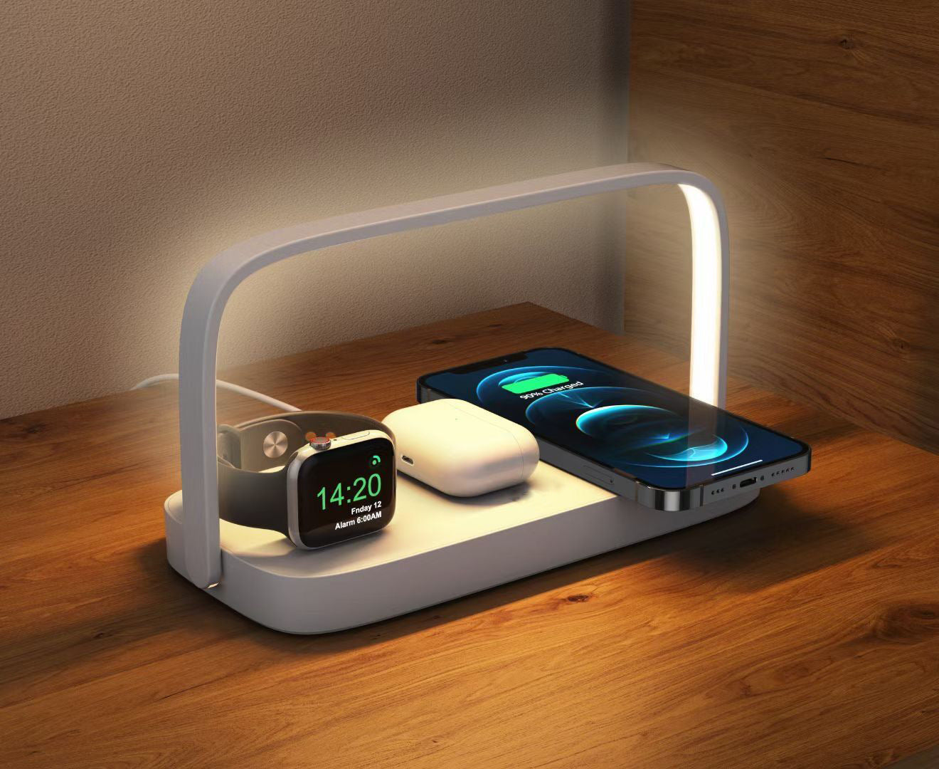 Drei-in-eins-Handy-Wireless-Ladegerät Kleine Nachtlampe