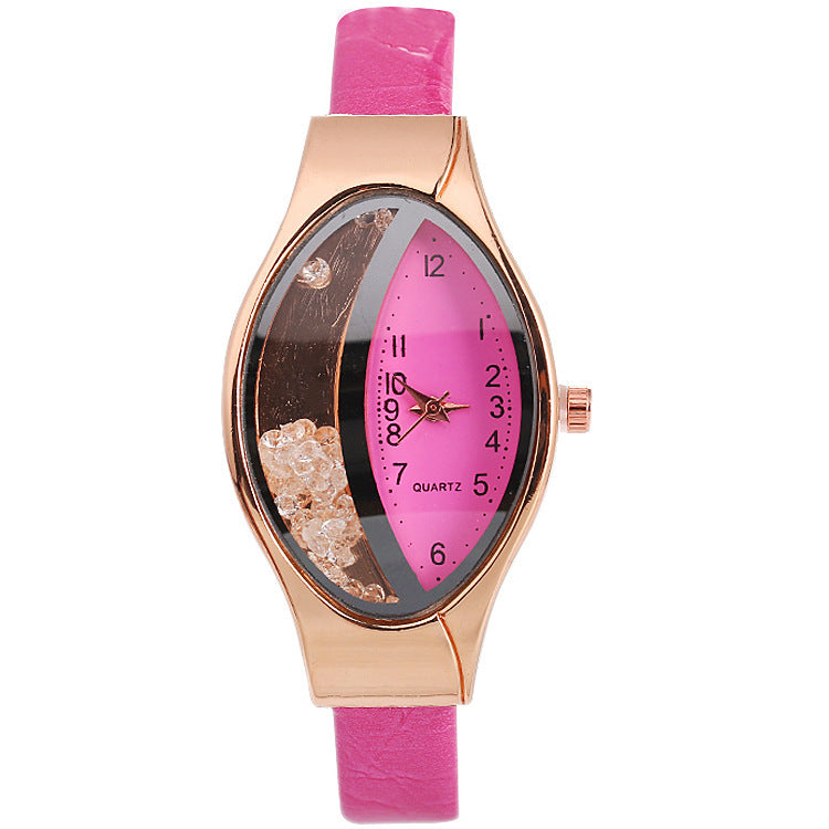 Uhr Augenform Damen Quarzuhr WISH Turn Bead Quicksand Gürteluhr