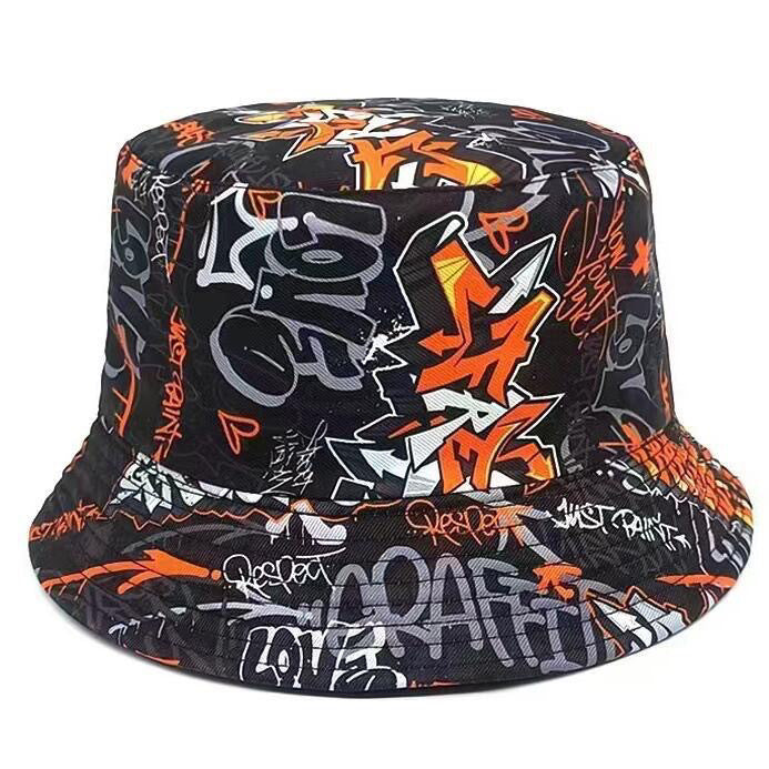 Vielseitiger Fischerhut mit geometrischem Graffiti-Retro-Muster