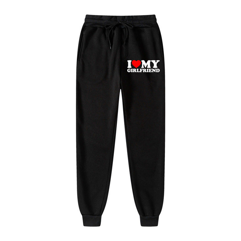Lässige Jogginghose mit Buchstaben-Print „I LOVE MY GIRLFRIEND“