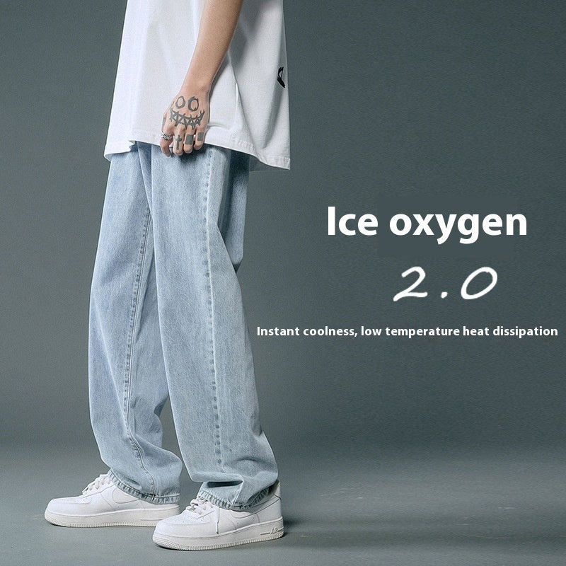 Lockere, gerade, dünne Sommerjeans für Männer