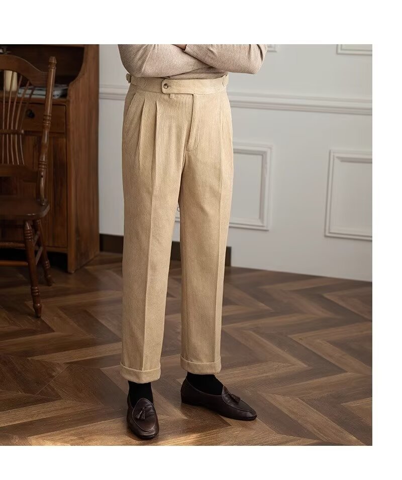 Herbst und Winter Cord Glatte Knöchellange Hose Herren