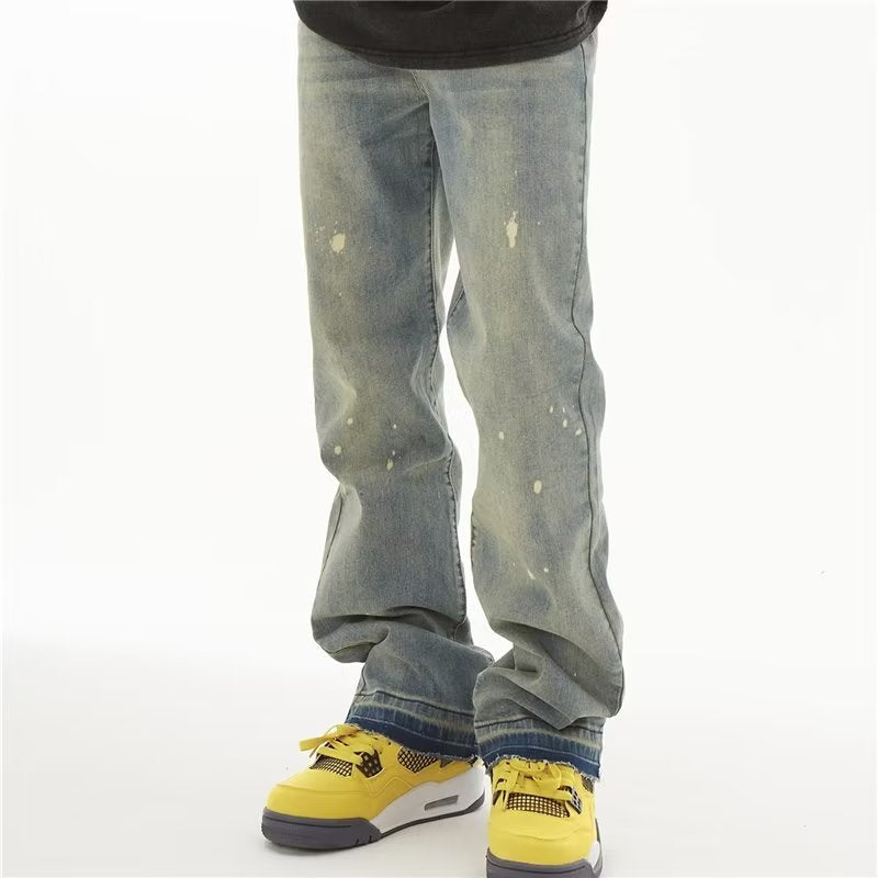 American Retro Distressed Hose in Schlammfarbe Gelb