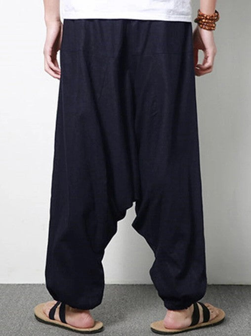 Lockere, lässige Baggy-Hose aus Baumwolle und Leinen für Herren