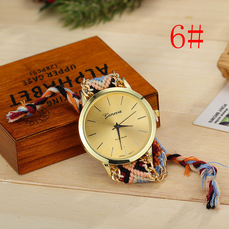 Handgewebte, farbige Uhr mit Kordelzug