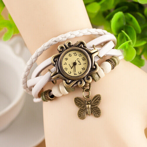 Armbanduhr mit Aufzug aus Rindsleder