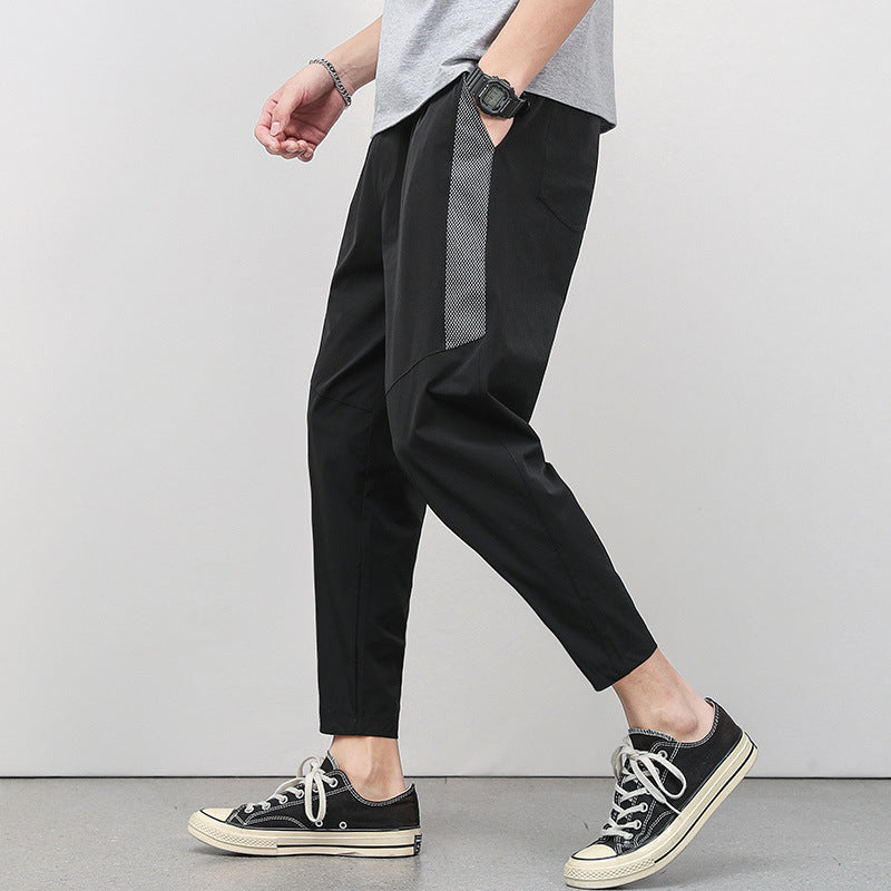 Gekürzte, dünne, lässige Hose mit Kordelzug