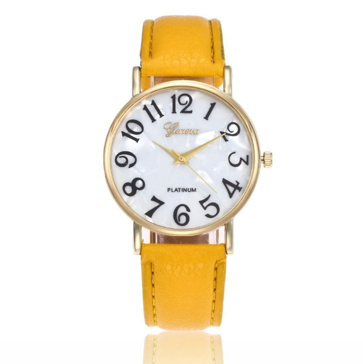 Marmor-Gürteluhr, modische Genfer Uhr, Muschel-Gesicht, lässige Uhr für Männer und Frauen