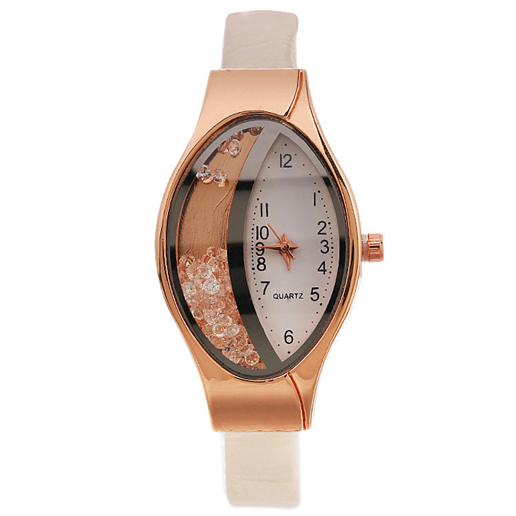 Uhr Augenform Damen Quarzuhr WISH Turn Bead Quicksand Gürteluhr