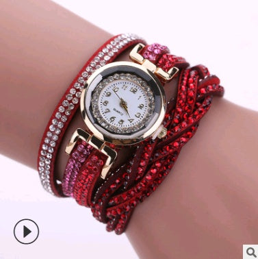Modeuhr Damenmodeuhr, Diamant gedrehte PU-Gurtwickelmodeuhr