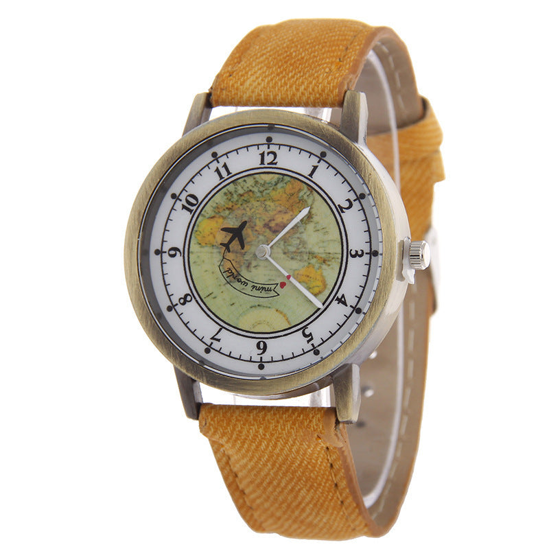 Flugzeug-Sekundenzeigeruhr mit Canvasarmband