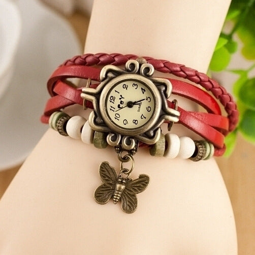 Armbanduhr mit Aufzug aus Rindsleder