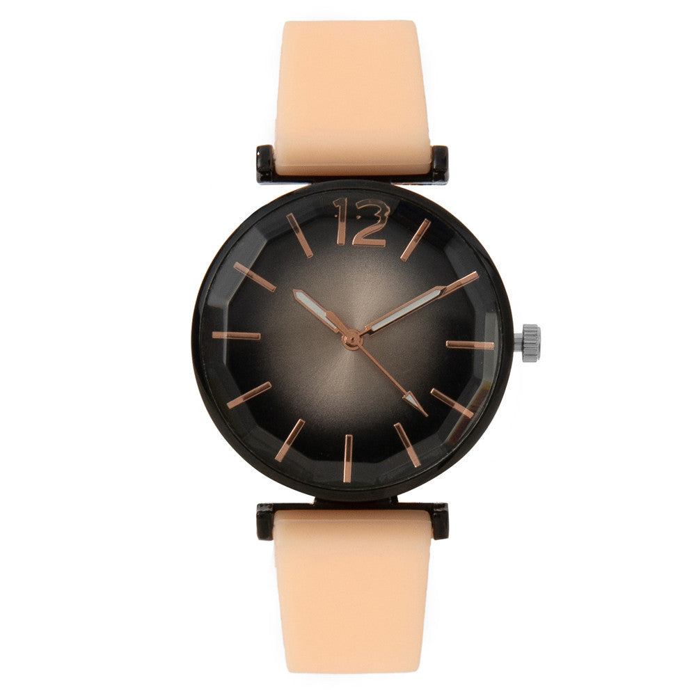 Modische Armbanduhr für Damen mit Farbverlauf und Silikonarmband