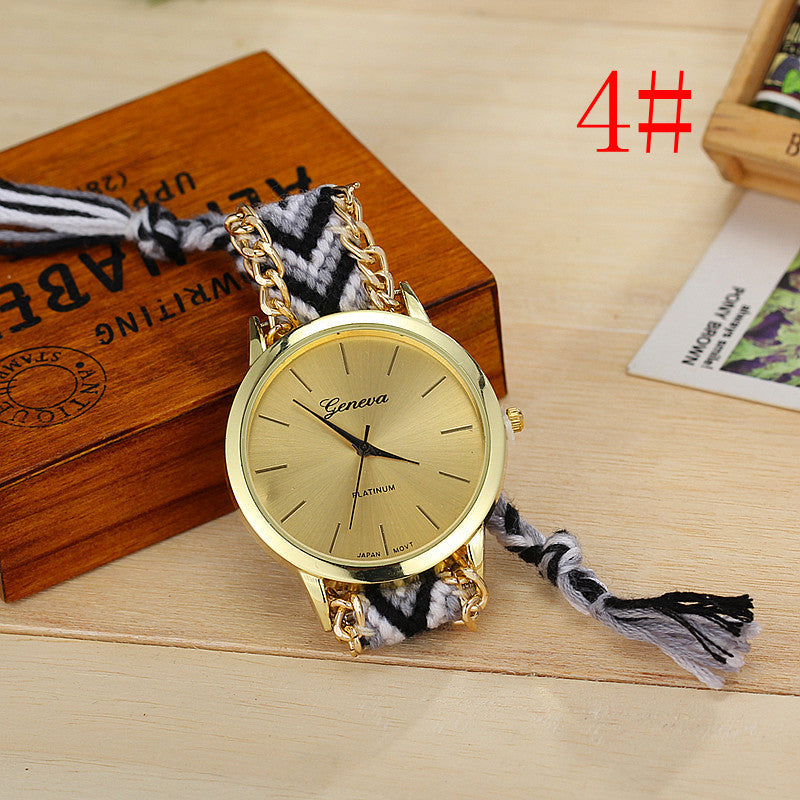 Handgewebte, farbige Uhr mit Kordelzug