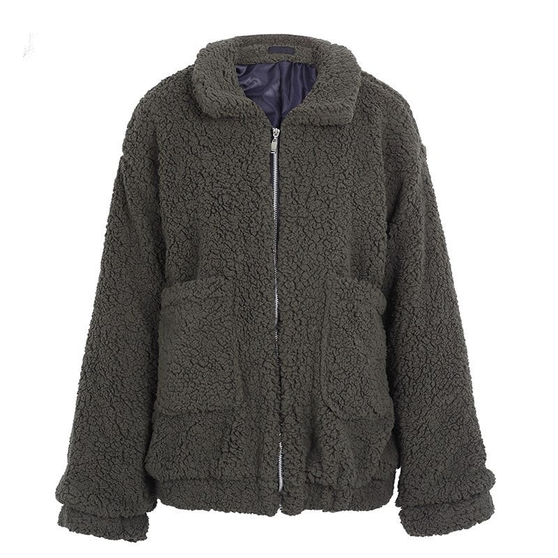 Faux Lammwolle übergroße Jacke Mantel Winter schwarz warme haarige Jacke Frauen Herbst Oberbekleidung