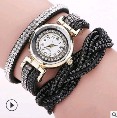 Modeuhr Damenmodeuhr, Diamant gedrehte PU-Gurtwickelmodeuhr
