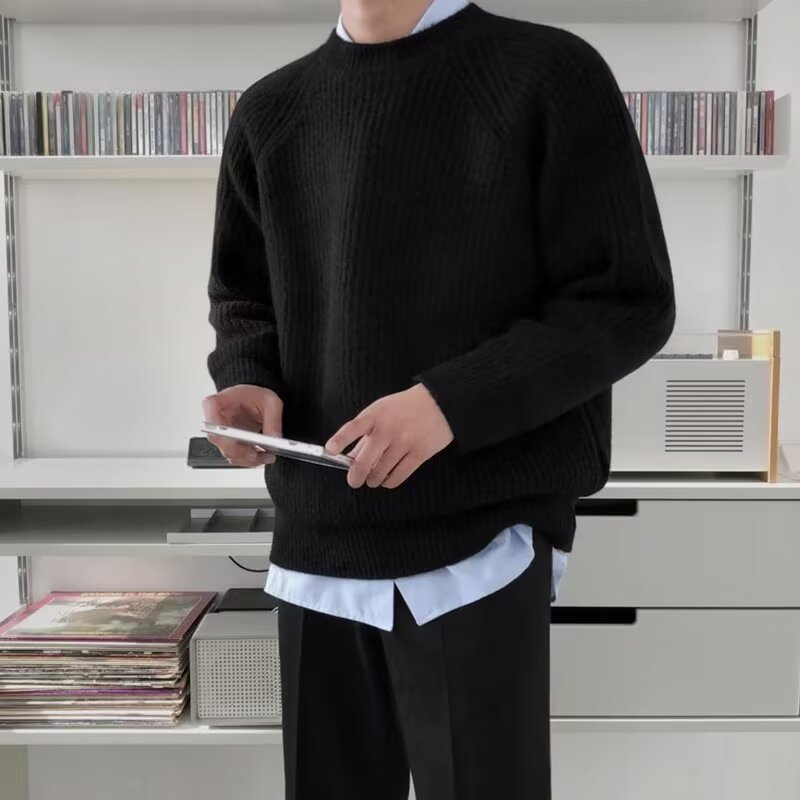 Pullover für Herren im Retro-Stil mit Rundhalsausschnitt und vertikalem Muster