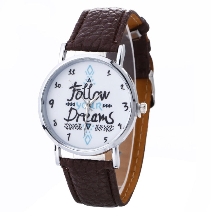 Koreanische version der Englisch muster uhr mode damen gürtel uhr quarzuhr