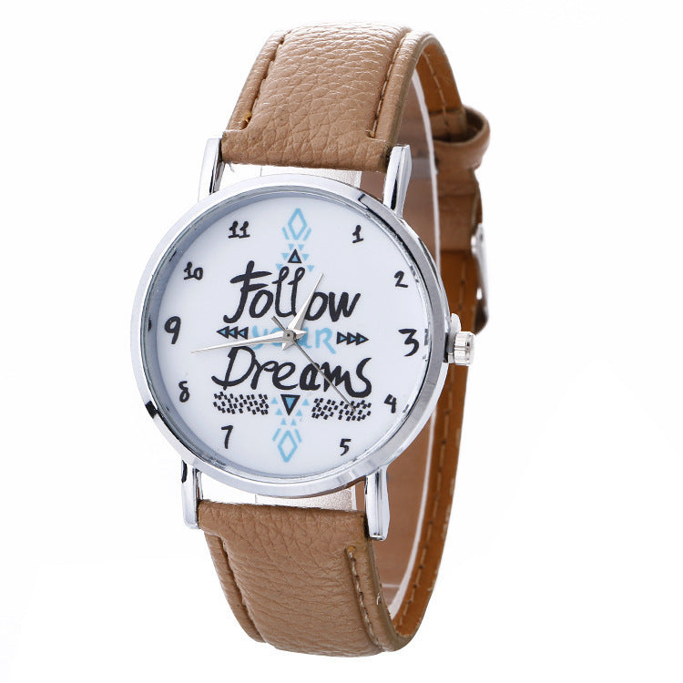Koreanische version der Englisch muster uhr mode damen gürtel uhr quarzuhr