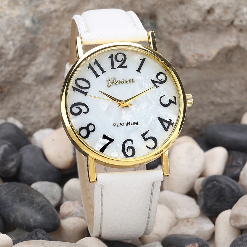 Marmor-Gürteluhr, modische Genfer Uhr, Muschel-Gesicht, lässige Uhr für Männer und Frauen