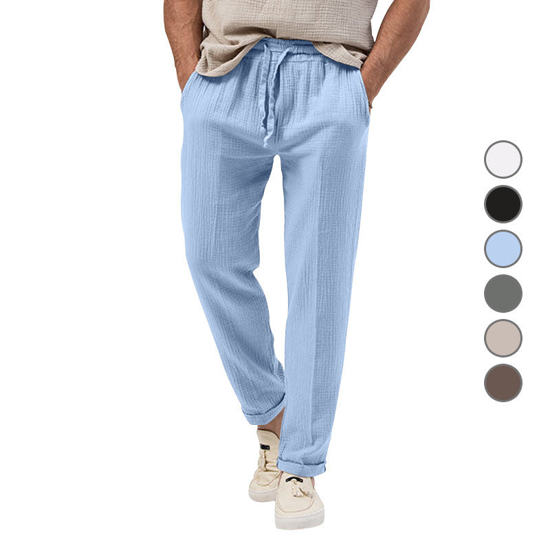 Atmungsaktive einfarbige Sommerhose für Herren in Übergröße, lockere Freizeithose