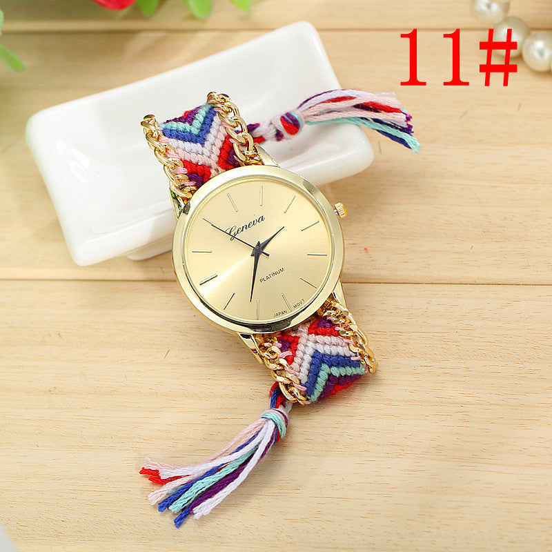 Handgewebte, farbige Uhr mit Kordelzug