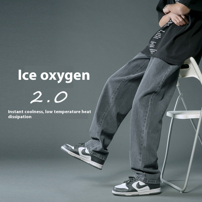 Lockere, gerade, dünne Sommerjeans für Männer