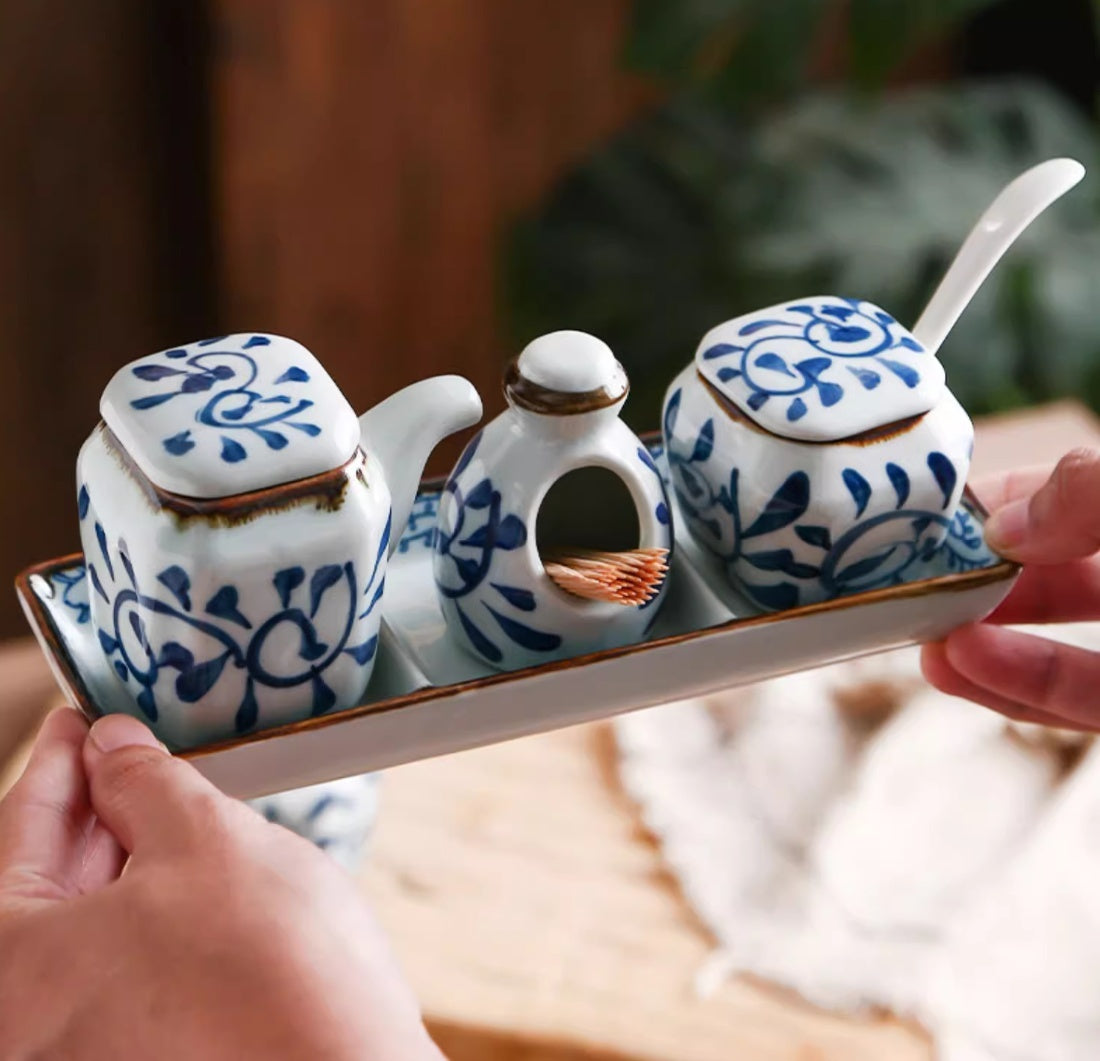 Mini Gewürz Flasche Vier-stück Dose Zahnstocher Halter Sauciere