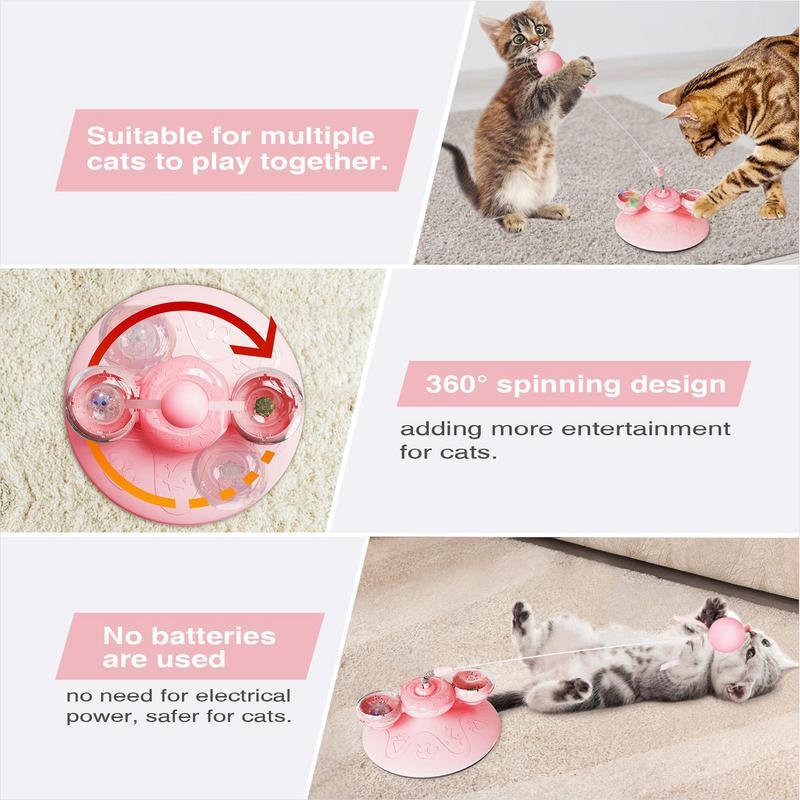 Niedlicher Katzenfellball Niedlicher Katzen-Teaser-Zauberstab Haustierprodukte Federspielzeug Interaktives Katzenspielzeug mit Saugnapf Kratzspielzeug Katzenbedarf