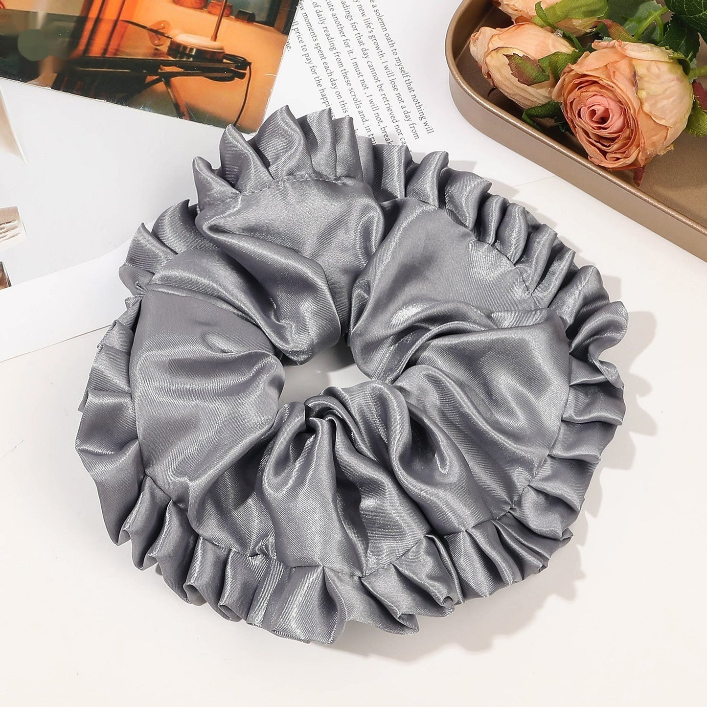 Übergroßer Satin-Spitzen-Dickdarm-Haarring Einfach
