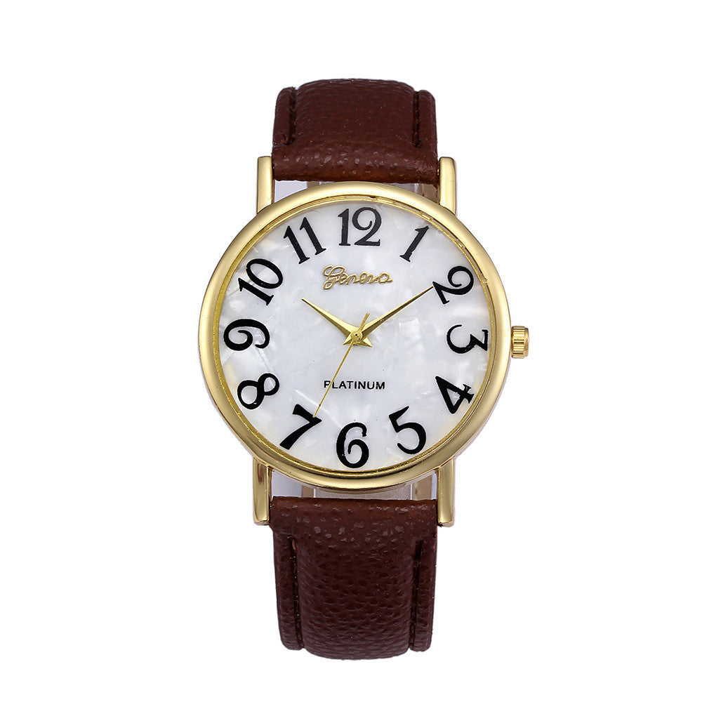 Marmor-Gürteluhr, modische Genfer Uhr, Muschel-Gesicht, lässige Uhr für Männer und Frauen
