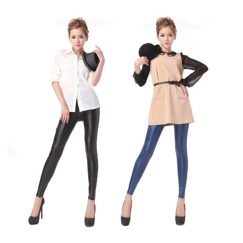 Faux leather slim pants