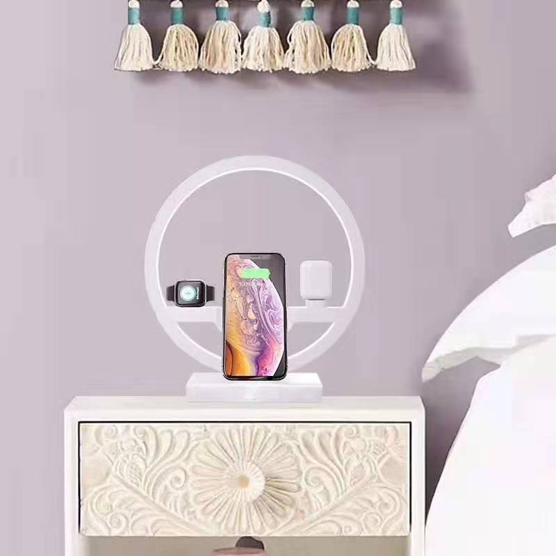 Schnellladehalterung für 4-in-1-Nachttischlampe mit kabelloser Ladestation