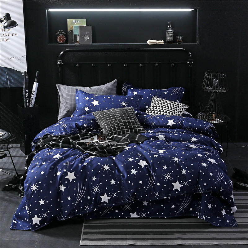 Vierteiliges Bettset Blue Night Sky Bettlaken Bettbezug Einzelbett Doppelbett