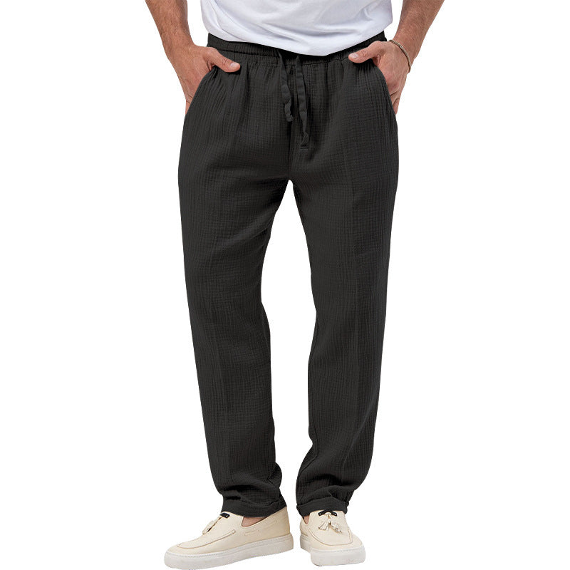 Atmungsaktive einfarbige Sommerhose für Herren in Übergröße, lockere Freizeithose