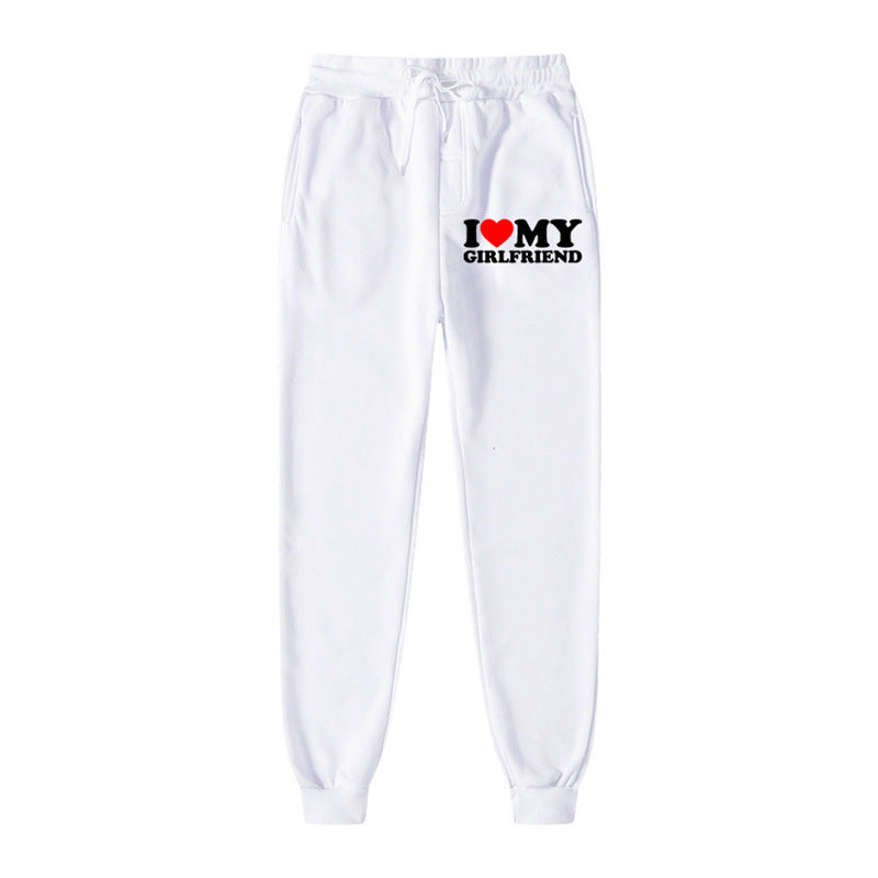 Lässige Jogginghose mit Buchstaben-Print „I LOVE MY GIRLFRIEND“