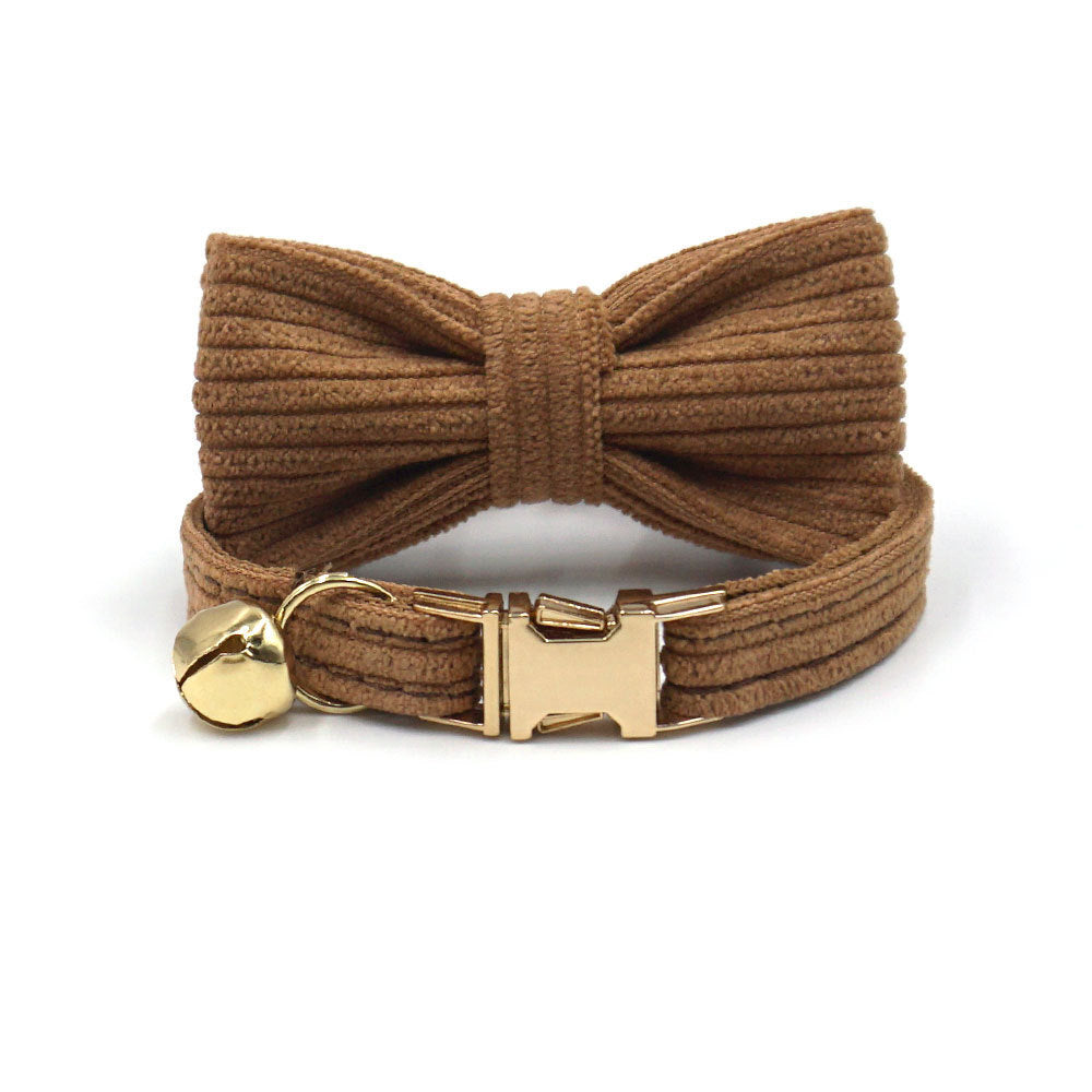 Hübsches Katzenhalsband aus Cord mit Katzenschleife
