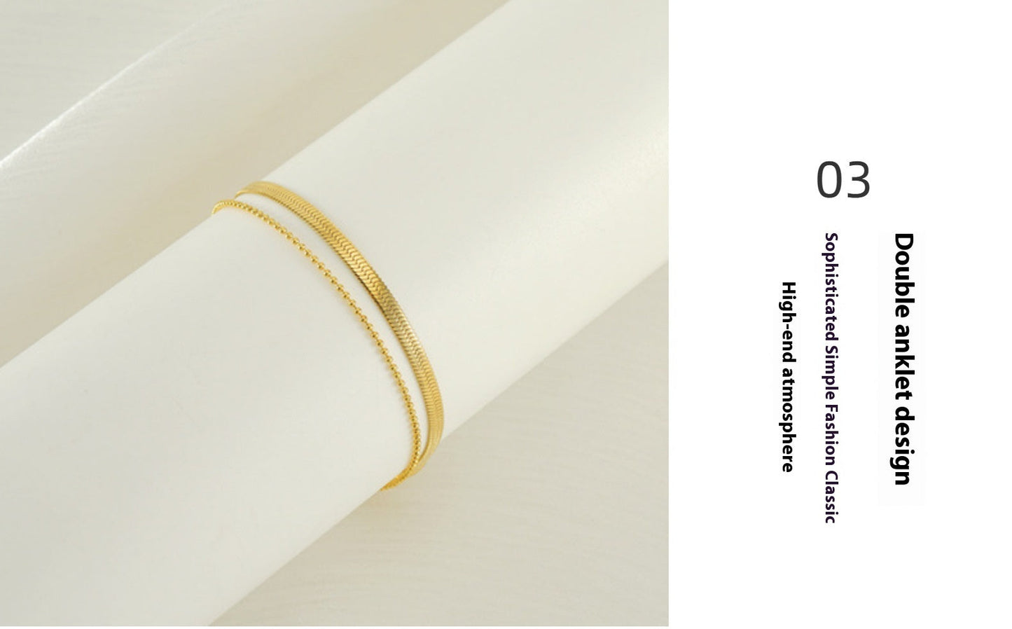 Modisches Fußkettchen für Damen aus Titanstahl mit 18 Karat Goldbeschichtung