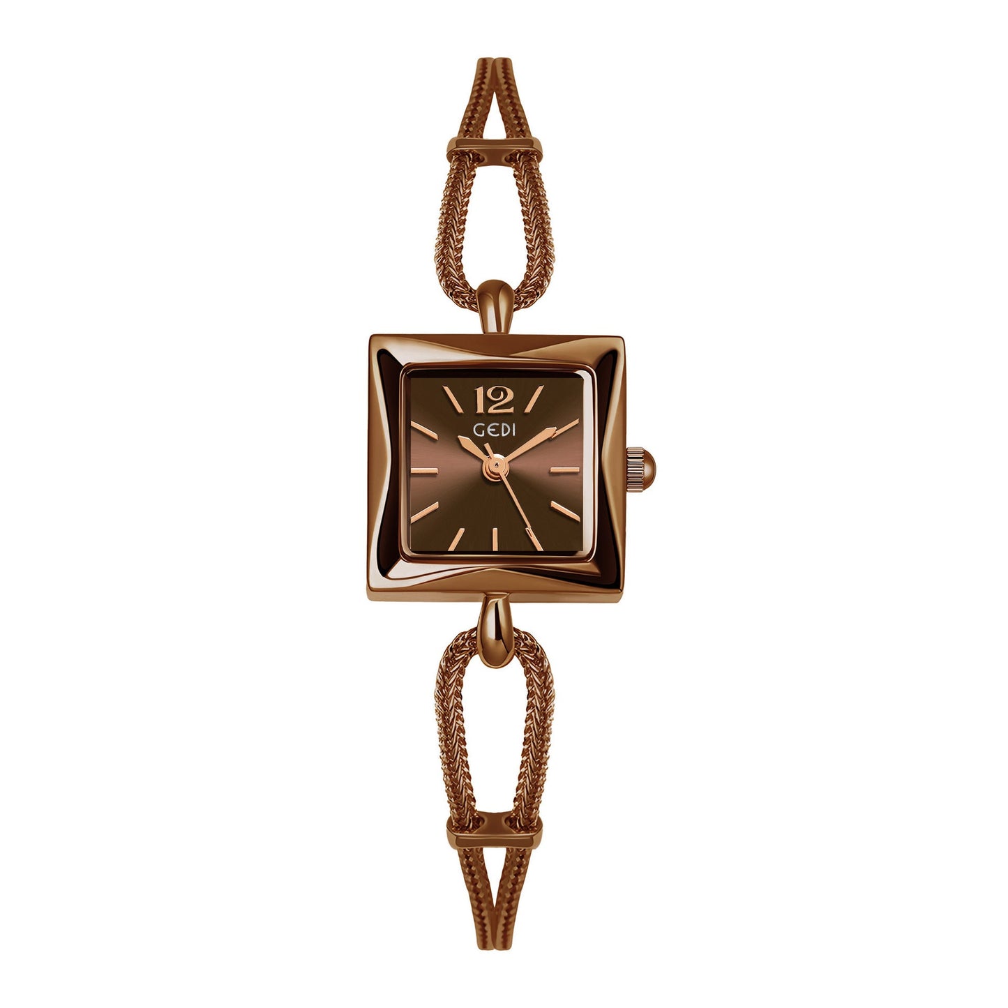 Hochwertige, einfache kleine quadratische Platte Legierung Armband Uhr im antiken Stil