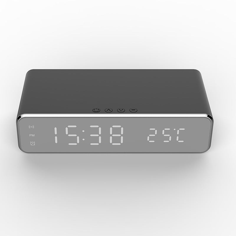 LED Elektrischer Wecker Mit Drahtlosem Ladegerät Desktop Digital Despertador Thermometer Uhr HD Spiegel Uhr Uhr Tisch Dekor