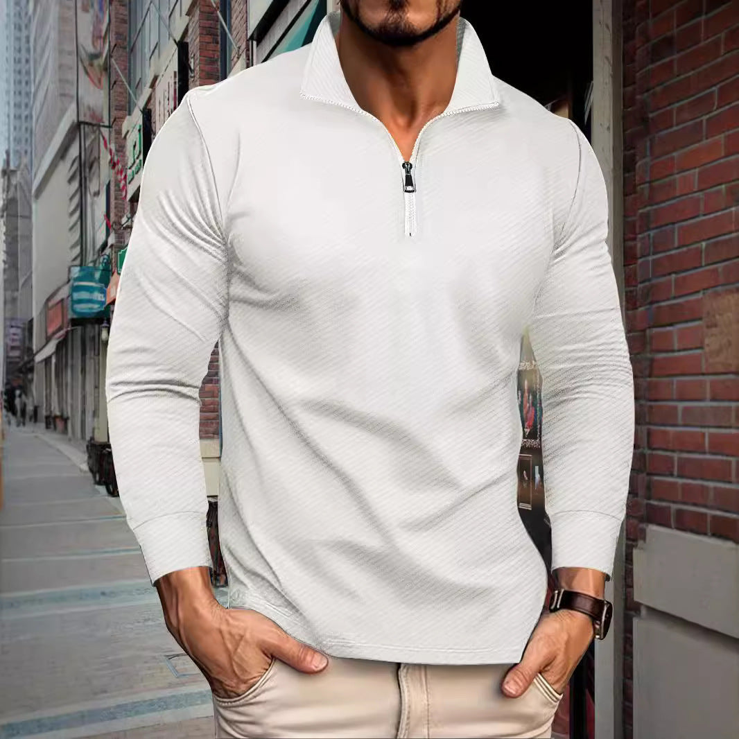 Twill Jacquard Halblangarm Reißverschluss Herren