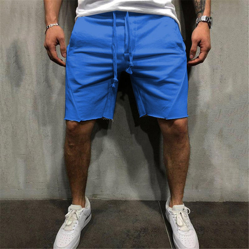 Europäische und amerikanische Fitness-Shorts für Herren in Volltonfarbe