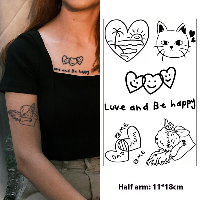 Halbarm Kräuter Tattoo Aufkleber Saft süße Cartoon-Figur dauerhaft nicht reflektierend